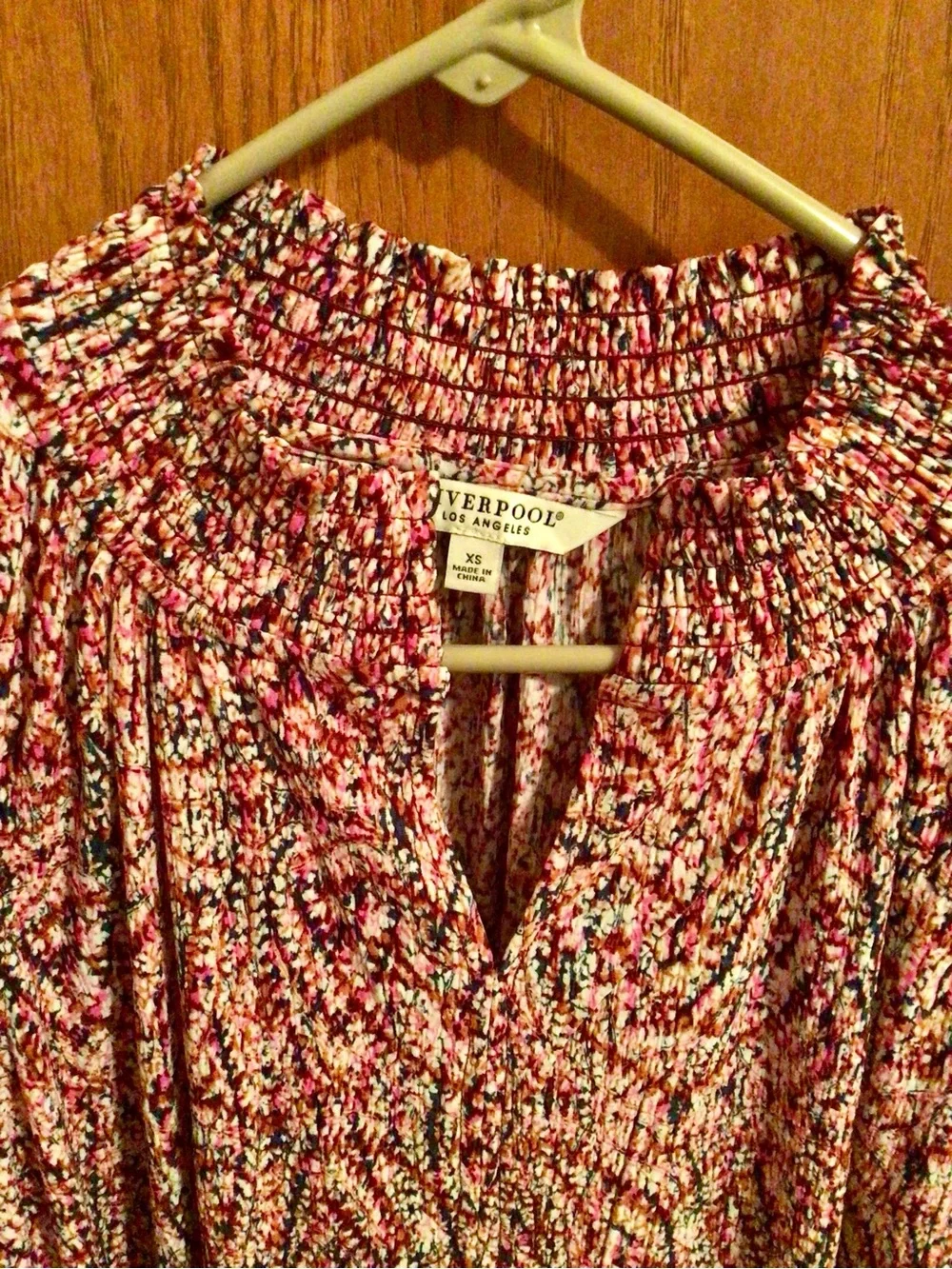 Liverpool Pink Multi-Print Sleeveless Smocked Neck Tank